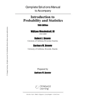 Solution Manual For Introduction To Probability And Statistics, 15Th Edition