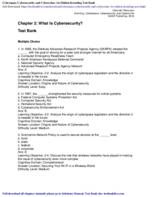 Test Bank For Cyberspace, Cybersecurity, And Cybercrime, 1St Edition