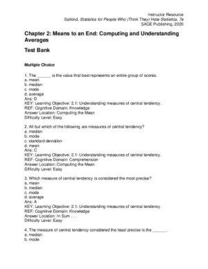 Test Bank For Statistics for People Who (Think They) Hate Statistics, 7th Edition