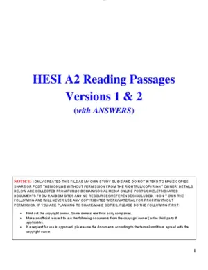 2022-2023 Hesi Reading Comprehension Passage Version 1 A2 Version 1 With Answers (93 Solved Questions)