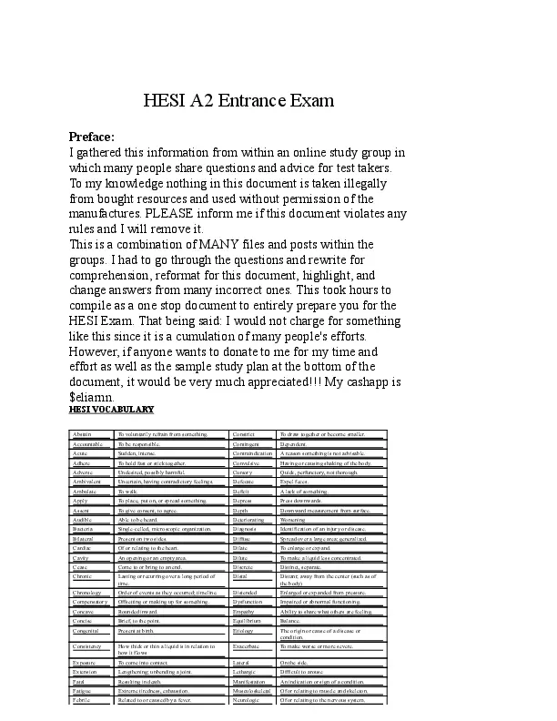 2020 HESI Grammar A2 Entrance Exam With Answers (165 Solved Questions)