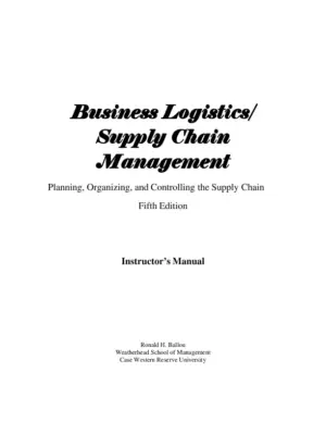 Solution Manual For Business Logistics/Supply Chain Management, 5Th Edition