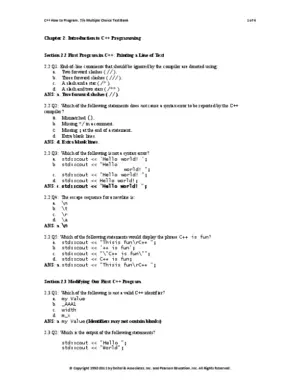 Solution Manual For C++ How To Program: Late Objects Version, 7Th Edition